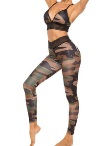 Sexy Camouflage Print Yoga Sports Two-piece Set