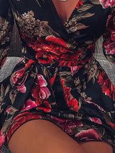 Load image into Gallery viewer, Sexy Floral Lantern Sleeve Tight Waist Mini Dress