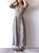 Load image into Gallery viewer, Casual Cotton Linen Crew Neck Maxi Dresses