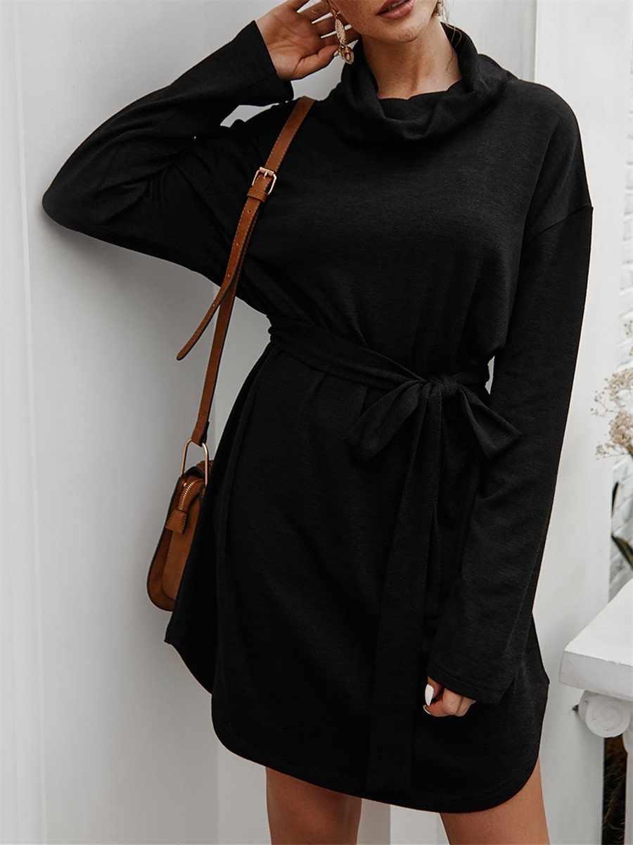 Casual loose base versatile long-sleeved sweater dress