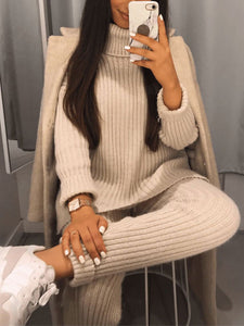 Stylish Casual Loose Knitted Round Neck Long Sleeve Suit