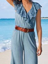 Load image into Gallery viewer, Lace Stitching V-neck Sleeveless Jumpsuit