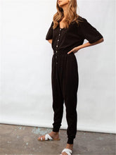 Load image into Gallery viewer, Comfortable Casual Solid Color V Neck Button Jumpsuits