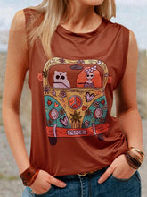 Load image into Gallery viewer, Round Neck Print Sleeveless T-Shirt