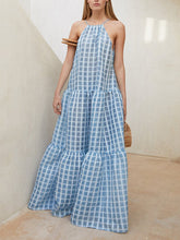 Load image into Gallery viewer, Bohemian Vacation Beach Check Maxi Dress