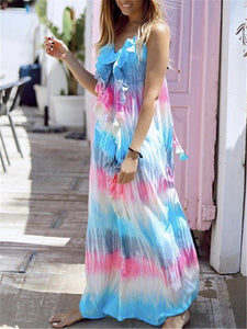 Romantic Bohemian Casual Loose Tie Dye Dress