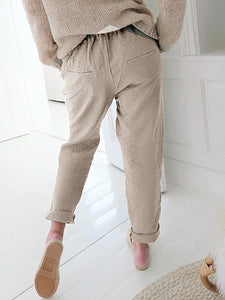 Casual Elastic Waist Solid Color Pant