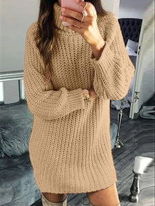 Cowl Neck Slim Sweater Dress