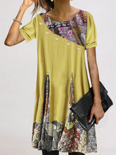 Load image into Gallery viewer, Casual Loose Colorblock Floral Button Dress