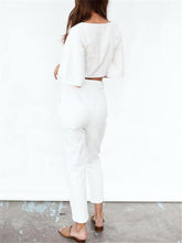 Load image into Gallery viewer, Casual Comfortable V Neck Single Breasted Top Pants Suits