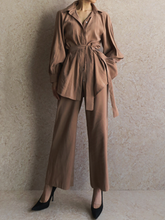 Load image into Gallery viewer, Solid Color Casual Shirt Set