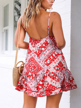 Load image into Gallery viewer, Low-neck Strap Print Mini Dress