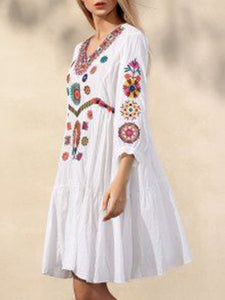 Printed Cotton and Linen Dress