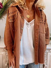 Load image into Gallery viewer, Studded Brown Short Shirt Coat