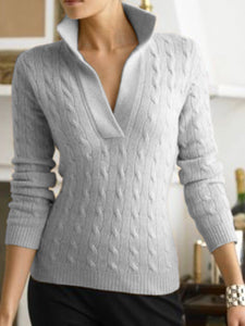 Shirt Collar Casual Long Sleeve Sweater