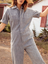 Load image into Gallery viewer, Fashion Strip Casual Short Sleeve Pocket Jumpsuit