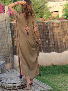 Women’s V-neck Short-sleeved Loose Boho Maxi Dress