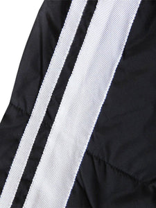 Hooded Striped Pocket Warm Down  Coat