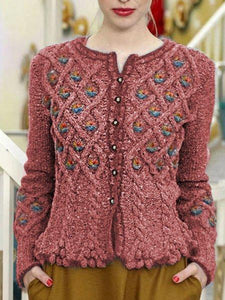 Casual Top Cotton Knitted Outerwear