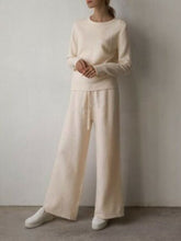 Load image into Gallery viewer, Women&#39;s Cashmere Sweater Wide Leg Pants Set