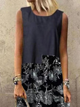 Load image into Gallery viewer, Printed Patchwork Cotton and Linen Casual Sleeveless Dress