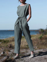 Load image into Gallery viewer, Casual Round Neck Sleeveless Solid Color Jumpsuits