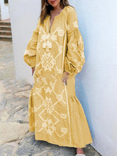 Load image into Gallery viewer, Bohemian Bishop Sleeve Printed Maxi Dress