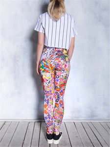 Cool Colorful Graffiti Printed Tight Hip Yoga Pants