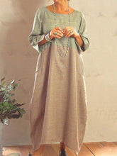 Load image into Gallery viewer, Cotton-blend Casual Plain Crew Neck Maxi Dresses