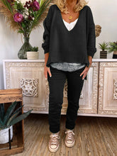 Load image into Gallery viewer, Simple Casual Loose V Neck Sweater Top Pants Suit