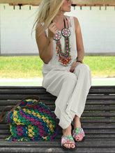 Load image into Gallery viewer, Cut Collar Sleeveless Pure Colour Jumpsuit