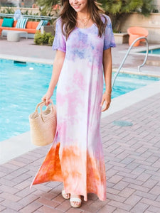 Casual Simple Loose Soft Tie Dye Maxi Dress