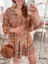 Load image into Gallery viewer, V-Neck Bohemian Ruffle Mini Dress