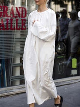 Load image into Gallery viewer, Round Neck Cotton and Linen Casual Long Dress