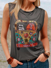 Load image into Gallery viewer, Round Neck Print Sleeveless T-Shirt