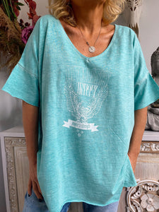 Printed V-Neck Loose Short-Sleeved T-Shirt