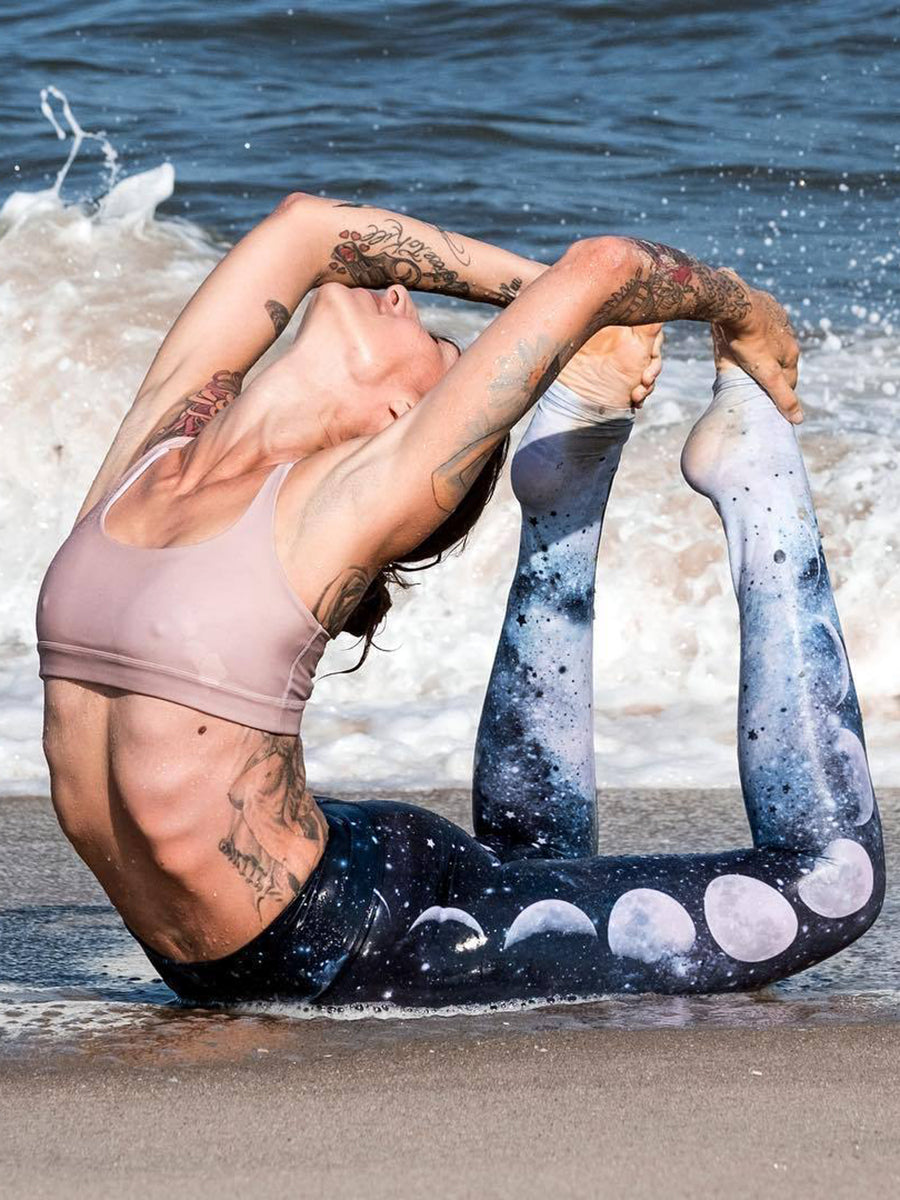 Women Moon Print Active Wear Workout Yoga Leggings