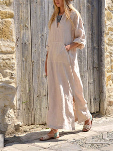 Comfortable Casual Loose Cotton Linen Long Dress