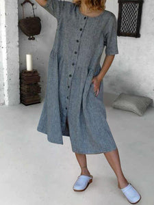 Cotton Linen Casual Dress