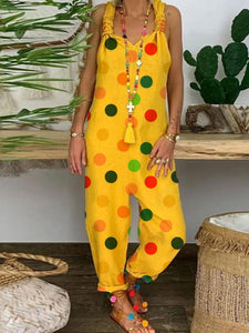 Loose Casual Comfortable Colorful Polka Dot Jumpsuit