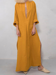 Casual Loose Soft Cotton Linen Maxi Dress