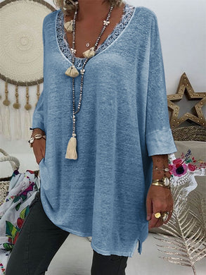 Lace Trim Casual T-Shirt