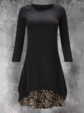 Load image into Gallery viewer, High-necked Leopard Print Stitching Sleeve Long-sleeved Long T-shirt