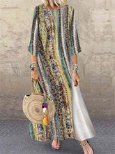 Load image into Gallery viewer, Fashion Casual Printed Stitching Round Neck Maxi Dresses