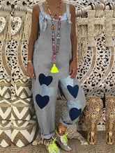 Load image into Gallery viewer, Plus Size Women Heart Print Pockets Denim Jumpsuits