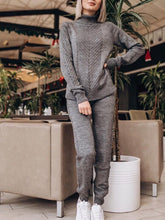 Load image into Gallery viewer, Stylish Slim Turtleneck Knitted Two-piece Suit