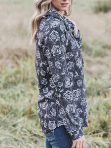 Printed Hooded Large Size Sweatshirt