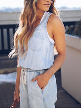 Load image into Gallery viewer, Women&#39;s Casual Drawstring Denim Sleeveless Jumpsuit