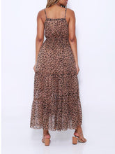 Load image into Gallery viewer, Halter Ruffle Waist Leopard Print Maxi Dress