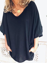 Load image into Gallery viewer, V-neck Cotton and Linen T-shirt